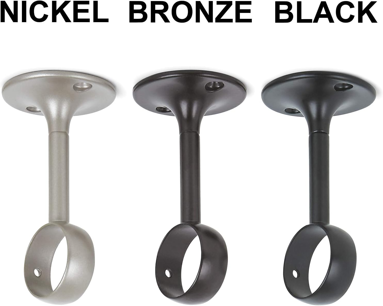 Basics Curtain Rod Ceiling-Mount Bracket, Set of 2, Silver Nickel: Home & Kitchen