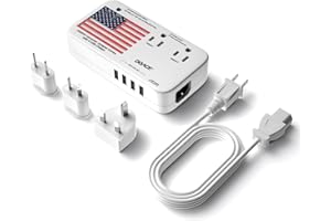 DOACE® X11 2200W Voltage Converter, 220V to 110V Converter for Hair Dryer Straightener Curling Iron, 10A Travel Power Adapter with 4-Port USB and US UK AU EU Plugs for Cell Phone Camera Tablet Laptop