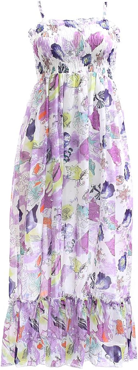Amazon スイムウェア Swimwear マキシワンピース 大人マリン シフォン ビーチワンピース 03 パープル Stq1501 ワンピース チュニック 通販
