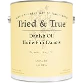 Tried &amp; True Danish Oil, Pure Polymerized Linseed Oil Wood Finish, Gallon | Ideal for Furniture, Rustic Pieces, &amp; Priming Wood for Other Oil or Epoxy-Based Products, Food Safe, Simple, Fast Curing