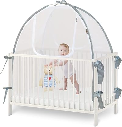 Baby & Beyond Baby Bed Tent Safety Net with Zippers Durable Mesh See-Through 360