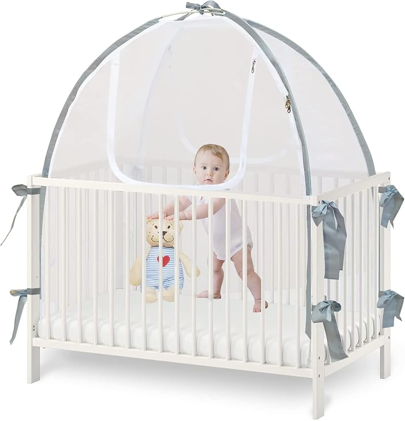 Baby & Beyond Baby Bed Tent Safety Net with Zippers Durable Mesh See-Through 360