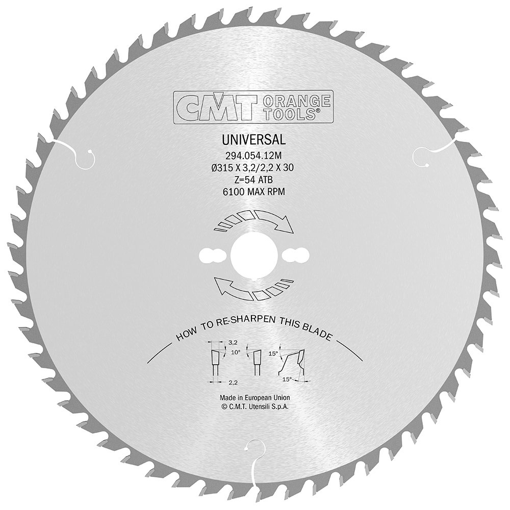 CMT 294.054.12M - Ripping-Crosscut Saw Blade 315X3.2X30 Z54 10Atb