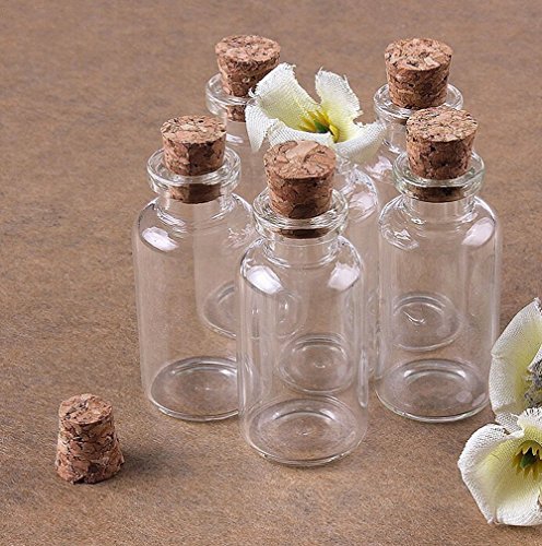 Funyye 100 PCS 14X30mm Clear Small Drift Bottles Tiny Empty Wishing Glass Message Vial With Cork Stopper Mini Containers Decorative Glass Bottles Storage Pendant organizer Charms Jars Wedding Favors