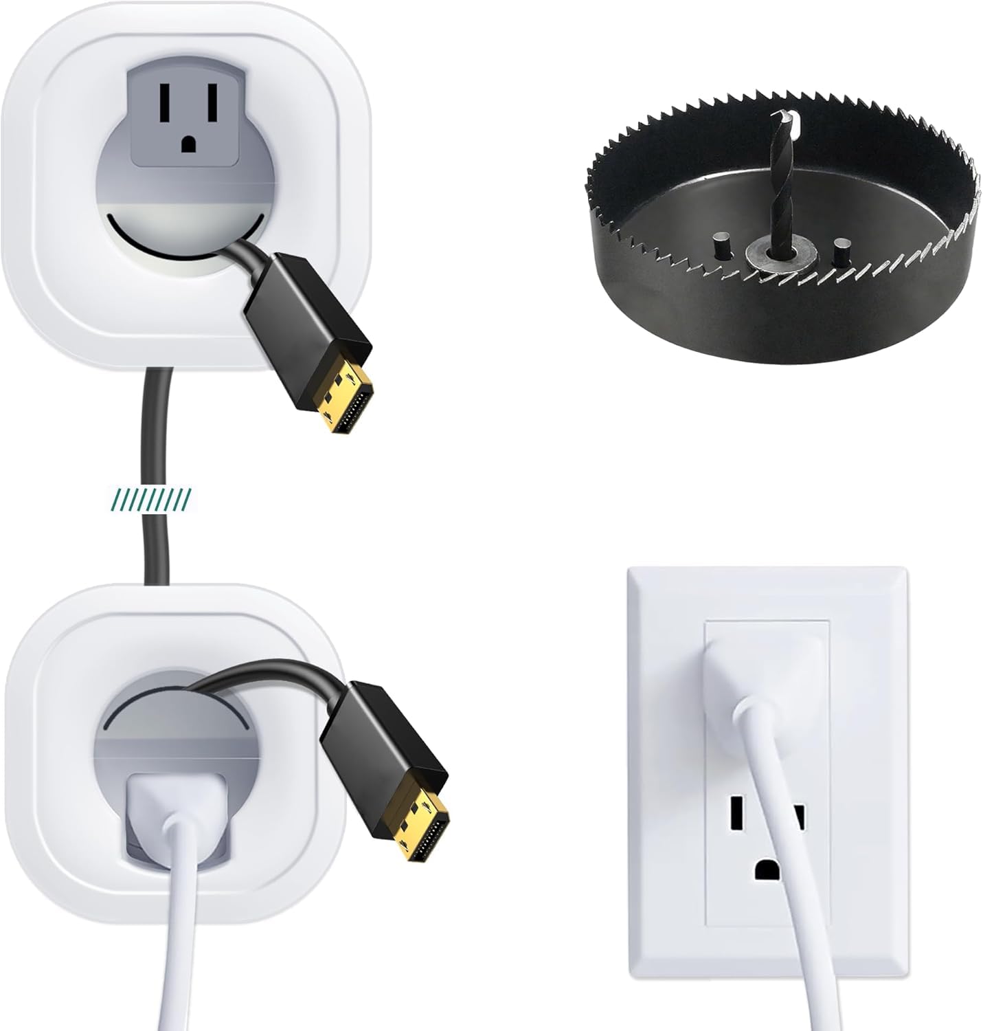 Photo 1 of in-Wall Cable Management kit, Cord Hiding for Wall, Hide TV Wires When Mounting A TV, Includes Power & Low Voltage Cable Management, Includes Hole Saw Drill Attachment for Easy Install