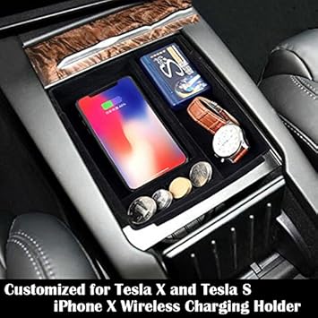 Eekiimy Wireless Charging Holder Car Centor Console Armrest Organizer Storage Box Container Glove Pallet For Tesla Model X Model S 2016 2017 2018for