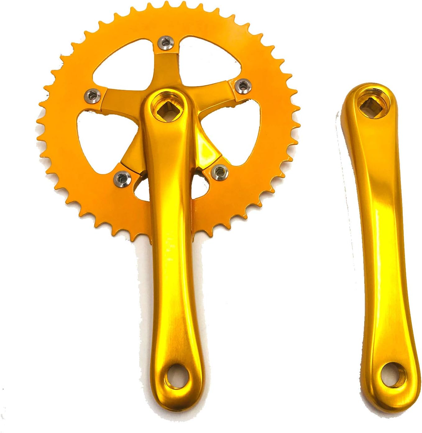DONSP1986 Single Speed Crankset 44T 170mm Crankarms 110 BCD Crankset for Mountain Road Bike Fixed Gear Bicycle(Square Taper, Golden) (44T Sprocket)
