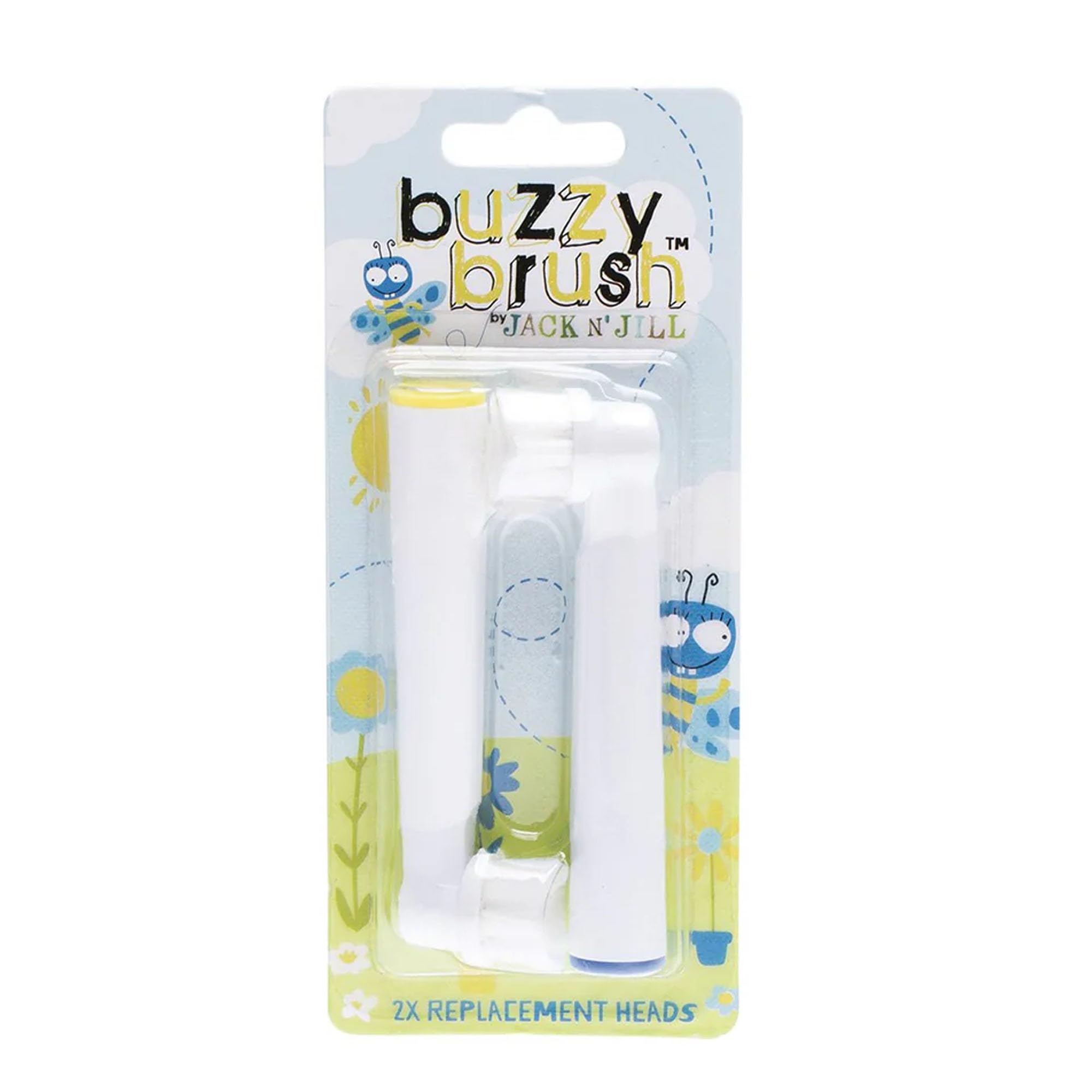 Jack N' Jill Buzzy Brush Kids Electric Toothbrush Head Replacements, Soft Vibrations, Compatible Only with Buzzy Brush Electric Musical Toothbrush, Gentle Cleaning, Easy Snap On, Pack of 2