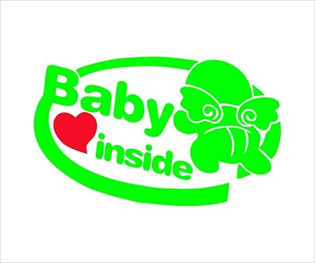 Amazon ノーブランド 緑 Baby Inside 車用 ステッカー 赤ちゃんが乗ってます カー用品 ベビー 赤ちゃん 車 サイン マーク 車 バイク