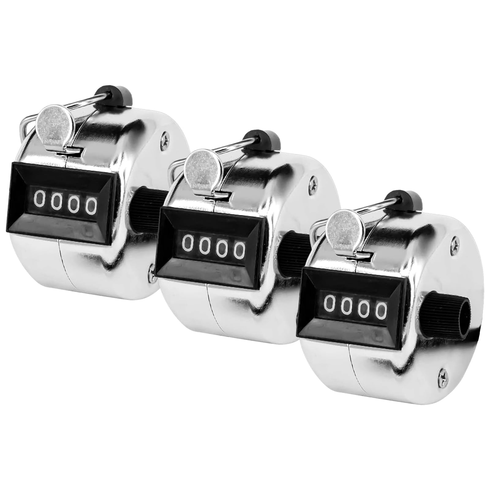 LICQIC 3Pcs 4-digit Clicker Counter, Handheld Counters, Tally Counter, for Counting, Scoring, Knitting, Golf (Silver)