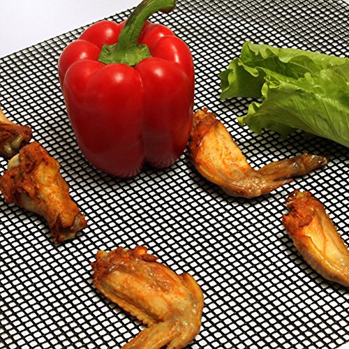 BBQ Mesh Mat Grill Tool Non Stick Set of 2 Grilling Mat For Cooking and Barbecues 13 x 17 inches Black - Thumbnail 4