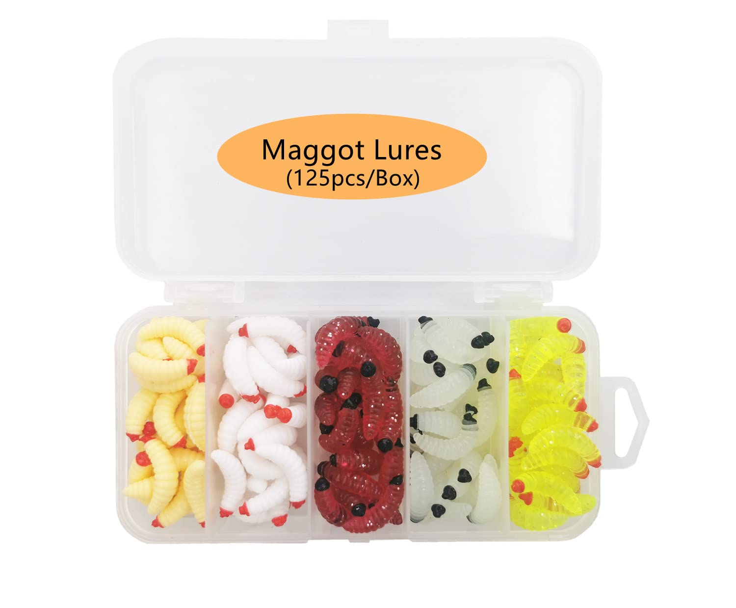 50Pcs 1Inch Silicone Soft Maggot Worm Soft Artificial Bread Worm Fishing Lure (Multicolor(125pcs))