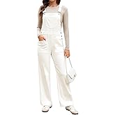 luvamia Jean Overalls for Women Loose Fit Baggy Wide Leg Bib Pocket Adjustable Straps Stretchy Denim Overall Jumpsuits