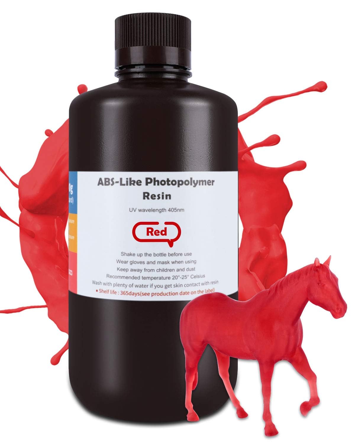 ELEGOO ABS-Like 3D Printer Resin, Clear Red 1000g, High Toughness & Tensile Strength & Bend Flexibility Ideal for Industrial Components for LCD/MSLA 3D Printing