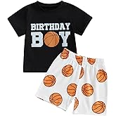 Kayotuas Baby Boy Basketball Outfits Cute Birthday Outfit Boys T-shirt and Shorts Toddler Game Day Clothes Summer 2 Piece Set