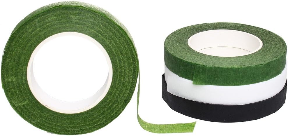 4 Pieces Floral Tape, Wowot Florist Stem Tape For Floral Arranging Craft Projects (Dark Green, Light Green, White, Black)