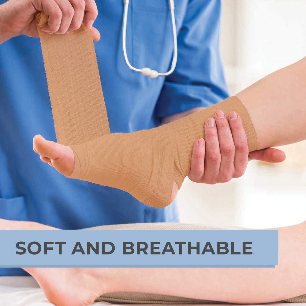 Self Adherent Cohesive Wrap Bandages (12 Pack Bundle) - 2” Wide, 5 Yards All Sports Athletic Tape | Brown Non-Woven Bandage | Breathable Wound Tape | Medical Stretch, Cover All Tape: Health & Personal Care