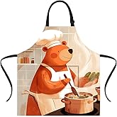ANNA QUEEN Merry Christmas Apron for Women Men with Pockets Snowman Apron Adjustable Kitchen Chef