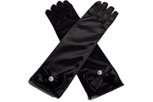 Aslana 11.5" Long Satin Gloves Bowknot for 4-9 yrs Girls Kids Flower Girls Princess Cosplay