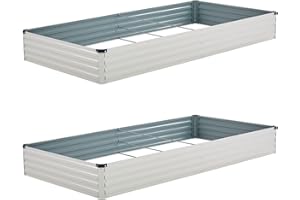 zunatu 8x4x1ft(2 Pack) Galvanized Raised Garden Bed,Outdoor Planter Box Metal Patio Kit Planting Bed for Vegetables Flowers and Succulents,Beige