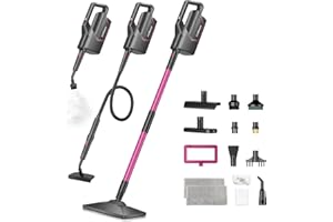 LEIKSEN 12-in-1 Steam Mop, Steam Cleaner Detachable, Extendable Hose, 23FT Power Cord, 440ml Removable Tank, 260°F Floor Steamer, 3-Level Control, Multi-Purpose for Hardwood, Tile, Grout, Windows, Kitchen
