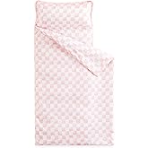 Wake In Cloud - Toddler Nap Mat with Pillow and Blanket, for Kids Boys Girls Ages 3 Plus in Kindergarten Daycare Preschool, Roll Up Sleeping Bag, Checkered Plaid Grid