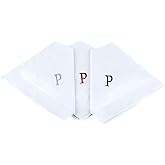 Initial Handkerchief for Men, Monogrammed Boxed 3 Piece Set,100% Cotton