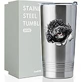 Onebttl Poodle Gifts for Women/Men, Unique Poodle Dog Design, Best Poodle Lover Gifts, 20oz Stainless Steel Insulated Tumbler with Lid & Straw, Poodle Tumbler - Black