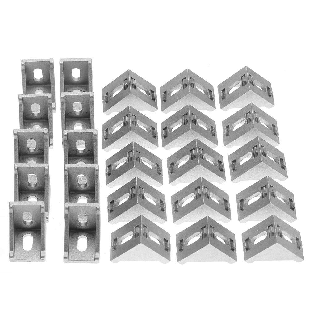 Akozon 25pcs 4040 Aluminium L Shape Corner Bracket, Right Angle Bracket, Silver, Modern, Corner Mount