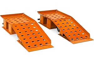 Strongarm 20 Ton Truck Ramp Set – Super Heavy Duty Ramp with Nonskid Base, Perforated Grip Holes and Retractable Handle- Suit