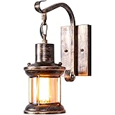 Rustic Light Fixtures, Oil Rubbed Bronze Finish Indoor Vintage Wall Light Wall Sconce Industrial Lamp Fixture Glass Shade Far