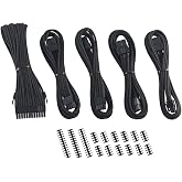 CableMod 8+8 Series Classic ModFlex Sleeved Cable Extension Kit (Black) | Paracord sleeve - soft, flexible, wide range of vivid colors. 2 &times; 8-pin PCI-e extensions and black cable combs included.