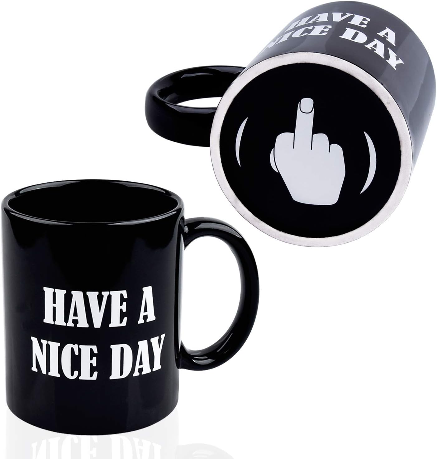 KYONNE Have A Nice Day Coffee Mug, Middle Finger Funny Cup, Gift for Men or Women, Christmas Gift Idea ¡­