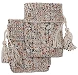 FUNKY JUNQUE'S CC Cable Knit Confetti BOOT CUFF (Boot Sock Topper) with Tassel
