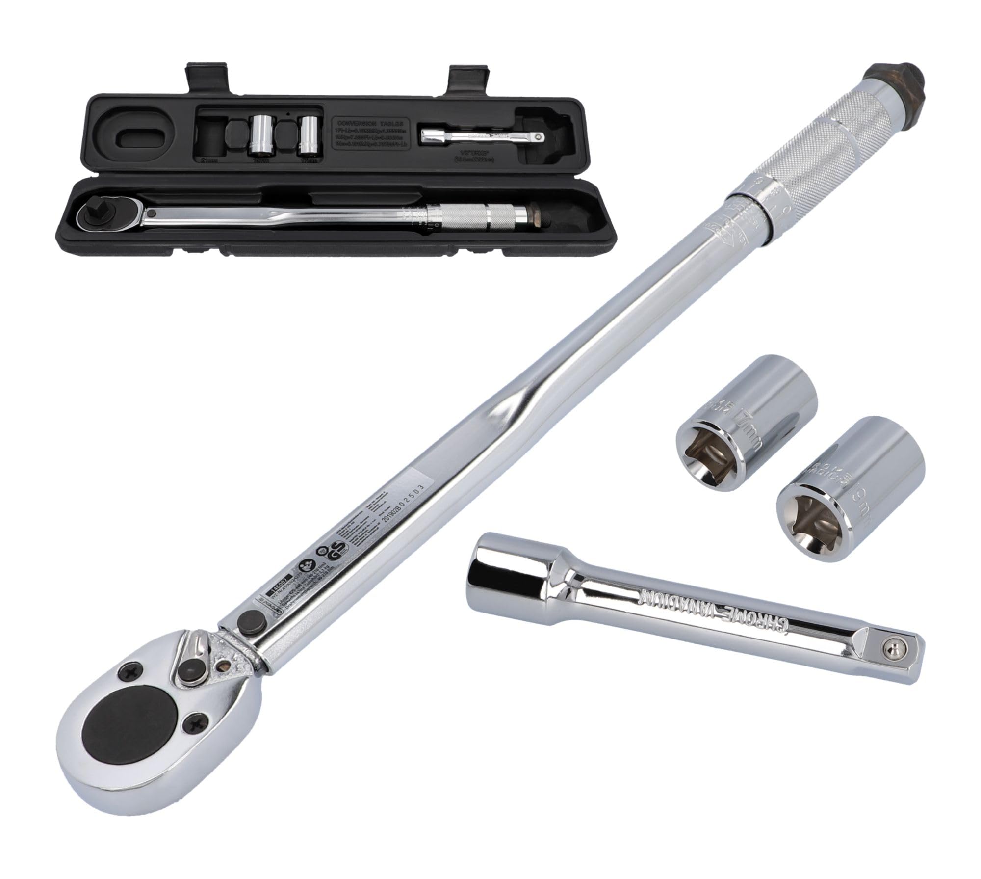 cartrend Torque Wrench for The car, Adjustment Range up to 210 Nm, Drive 1/2 inch (12.7 mm) Square, Hardened, Chrome-Plated and Polished Material, with Non-Slip Handle
