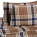 Amazon Brand – Pinzon Plaid Flannel Bed Sheet Set - Queen, Brown Plaid