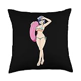 Sexy Anime Girl Beach Bikini Sexy Girl Throw Pillow