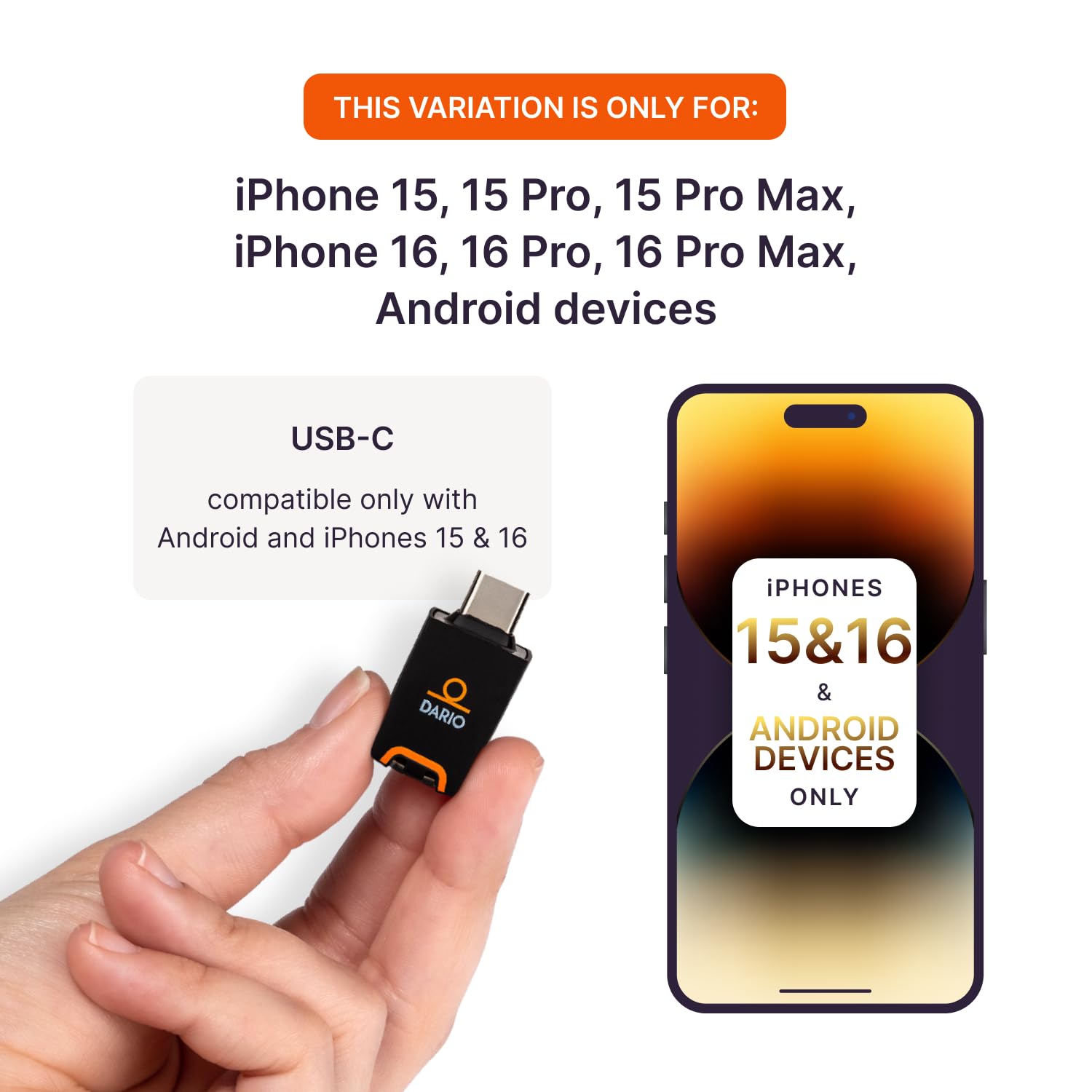 DARIO Smart Glucose Monitor Kit | USB-C Port (Compatible with Android & iPhone 15 and newer) | Test Blood Sugar Levels & Manage Diabetes, Testing Kit Includes: Glucometer with 25 Strips, 10 lancets