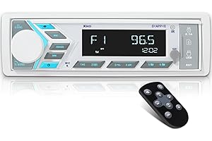 VOXXBASS Single Din Marine Radio Bluetooth: Boat Stereo Receiver - Push to Talk Assistant Digital LCD Screen AM FM Tuner 4 Volts Preamp Outputs 2 Subwoofer Ports USB Charging Aux-in Remote Control
