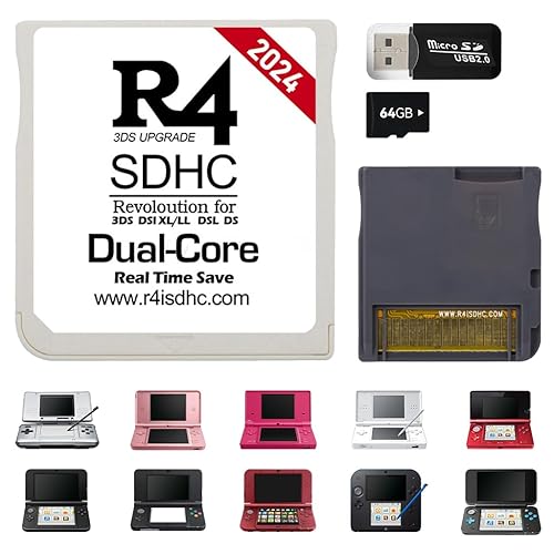 64GB R4 Card, R4 SDHC Adapter, Compatible with DS/DSi/DSL/2DS/3DS