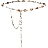 ILuvatar Green Glass Diamond Chain Belt - Metal Women's Western Style Dress Belt