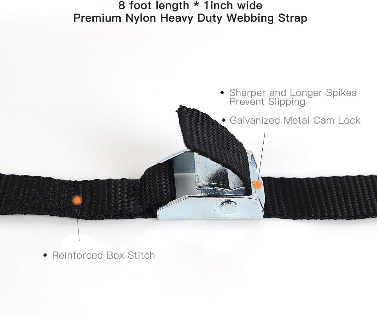 XSTRAP Cam Buckle Straps 6PK 8FT Powersports Tie-Downs 1-Inch Black: Home Improvement