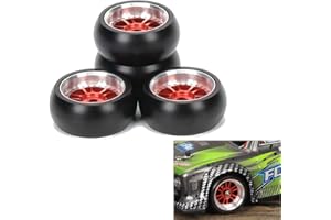 RCAWD RC Drift Wheels Alloy Rim Classic Drift Tire Width 11mm OD 27mm 12 Spoke for 1/28 Kyosho Mini-Z Mini-Q Mini-D Wltoys K969 K989 P929 Upgrade Parts (Red)