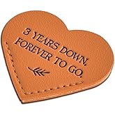 3 Year Anniversary Leather Gift for Her Him, 3rd Wedding Anniversary Traditional Gifts for Wife Husband, Unique Leather Heart Bookmark (2.16‘’) Ideas for Men Women Couple