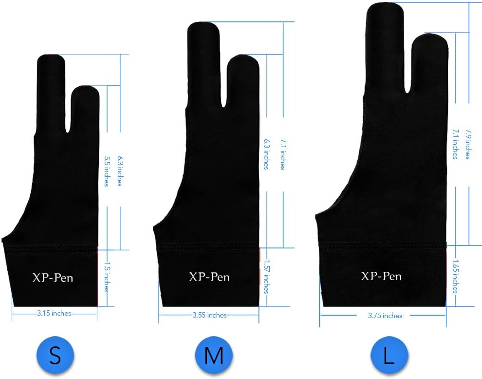 XP-PEN Drawing Anti-fouling Lycra Graphics Two-Finger Glove S/M/L Size (M), Black, Medium - Image 3