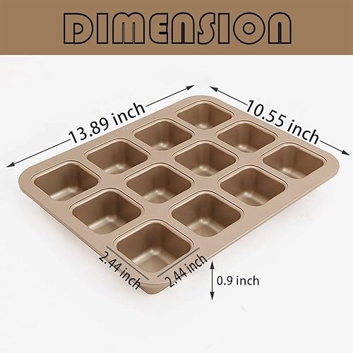 thumbnail image 2 of Muffin Trays 12 Cavity Square Muffin Tin Tray, Non-Stick Mini Muffin Mince Pie Tins 2 of 12