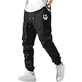 WDIRARA Boy's Cargo Pants Graphic Elastic Waist Workout Joggers Pants Streetwear