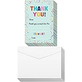 Eaasty 72 Pieces Kids Thank You Cards Fill in the Blank Thank You Notes with Envelopes Colorful Thanks Cards for Birthday Party(Confetti Style)