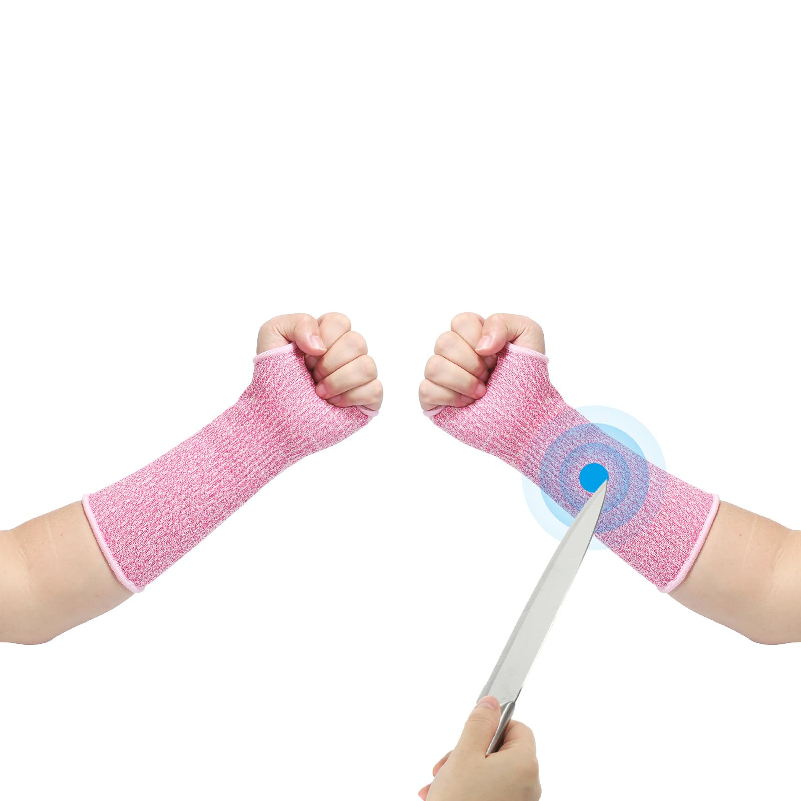 PATIKIL 12 Inch Cut Resistant Sleeve, Arm Safety Protectors Sleeves with Thumb Hole Level 5 Protection Forearm Guard Sleeves for Thin Skin and Bruising, S, Pink