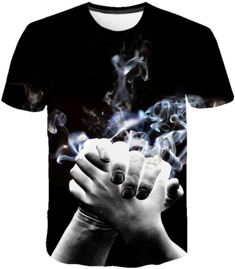 European and American Men's Abstract Art 3D Digital Printing Short-Sleeved Men's T-Shirt